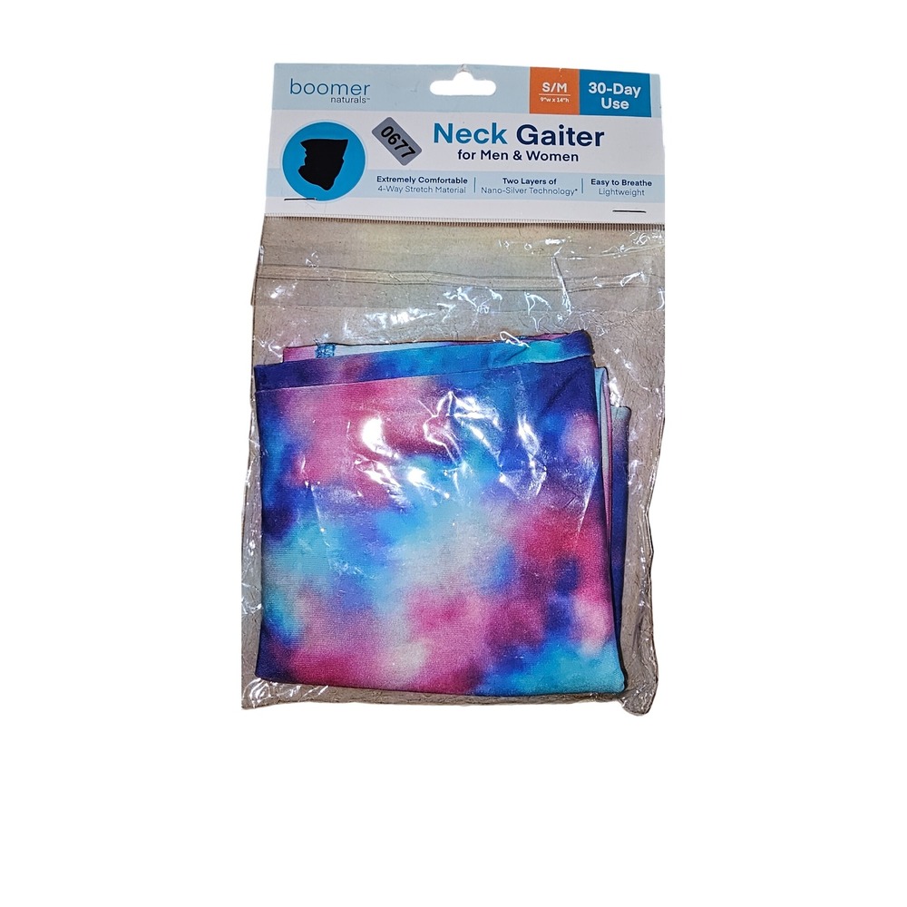 Boomer Naturals Neck Gaiter Galaxy‎ Tie Dye Nano-Silver S/M New #674,677